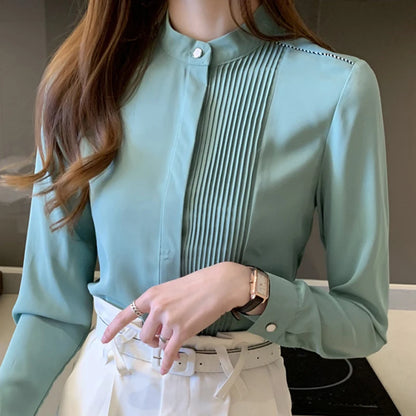 Women's Elegant Long Sleeve Chiffon Blouse