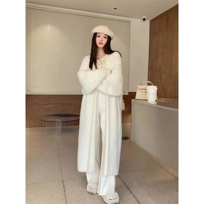 Women's Loose Knee-Length Thick Faux Mink Fleece Coat