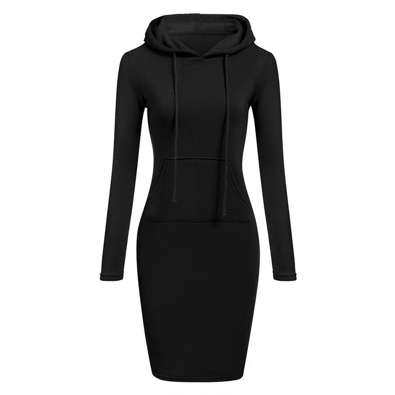 Chic Hooded Long Dress for Women - Various Colors