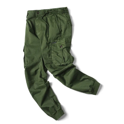 Men's Full-Length Cotton Military-Style Joggers - Various Colors