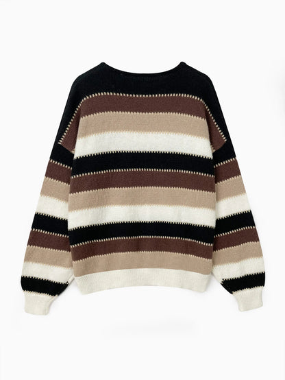 Womens Oversized Striped Knit Sweater