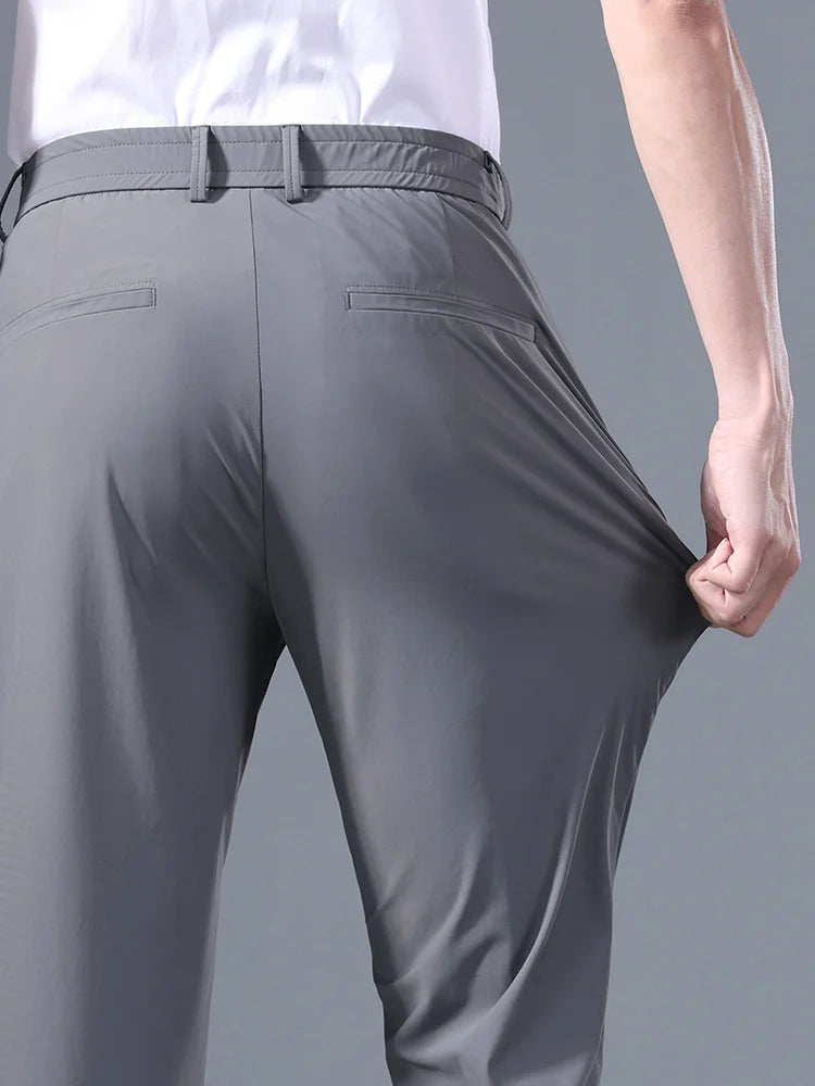 Men's Korean Classic Stretch Trousers with Elastic Waist - Slim Fit