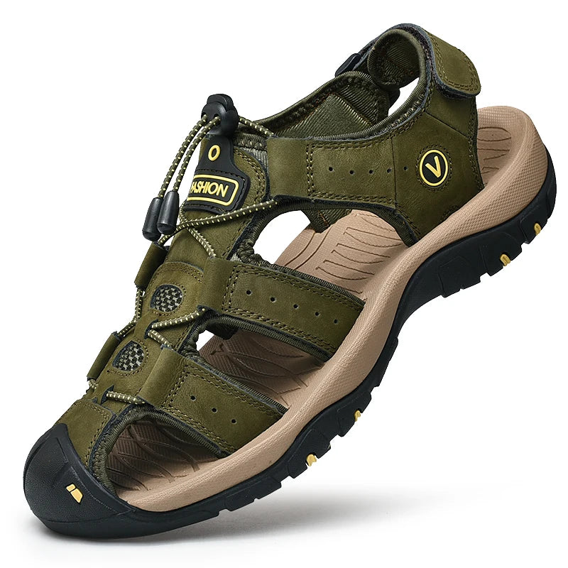 Men's Faux Leather Casual Outdoor Sandals - Stylish Leather Footwear