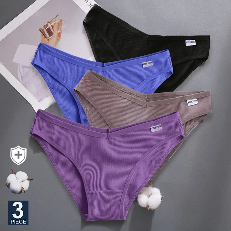 3-Piece Set M-XXL Women's Cotton Underwear - Various Colors