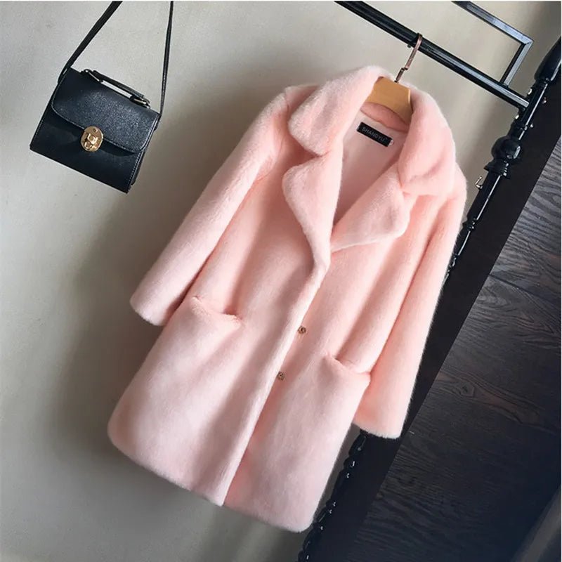 Women's Thick Mink Plush Faux Fur Coat