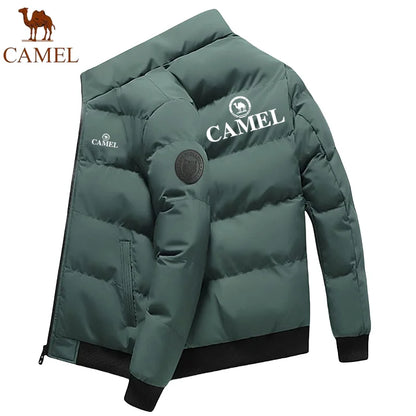 GOLDEN CAMEL Men's Thick Warm Puffer Jacket with Short Stand Collar