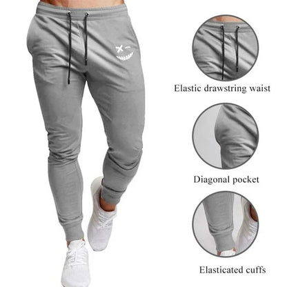 Smiley Face Graphic Men's Slim Fit Drawstring Joggers - Various Colors