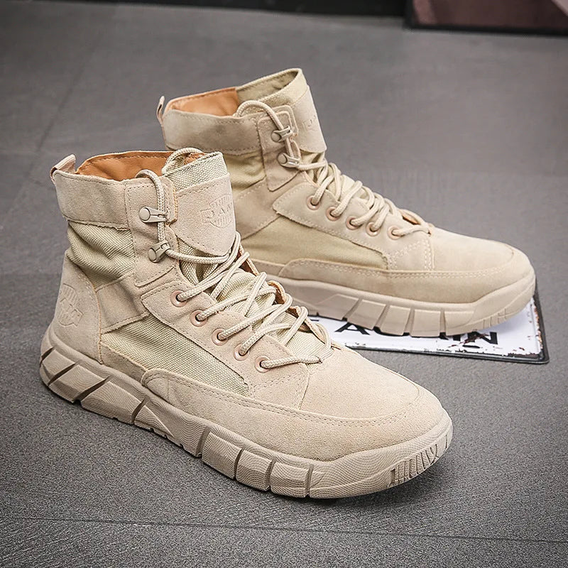 Men's High-Top Canvas Vulcanized Flat Boots