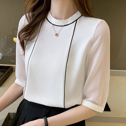 Women's  Short Sleeve Chiffon Blouse - Various Colors