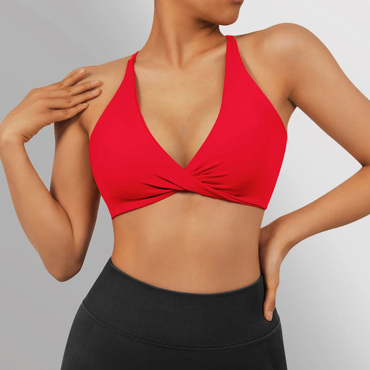 Women’s Padded Push-Up Sports Bra with Crossed Backless Design - Various Colors