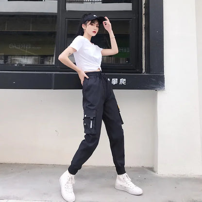 Women's High-Waist Cargo Pants - Loose Fitting