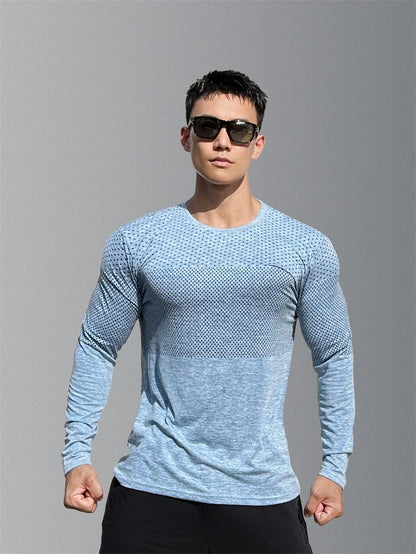 Men's Slim Fit Long Sleeve Athletic Sweater - High Stretch Fitness Top