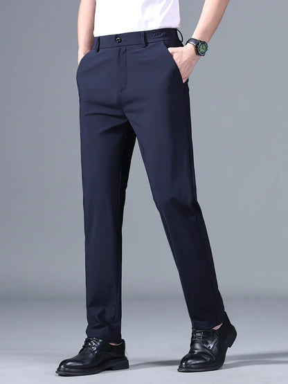 Men's Korean Classic Stretch Trousers with Elastic Waist - Slim Fit