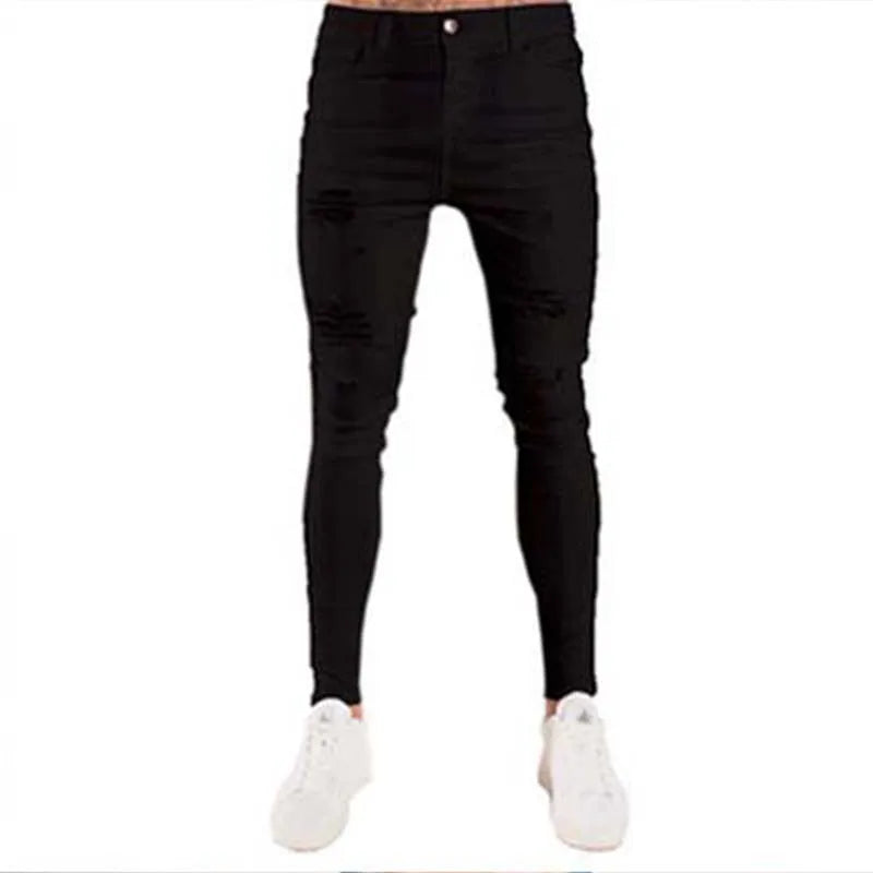 Men's Ripped Skinny Denim Jeans - Casual Style