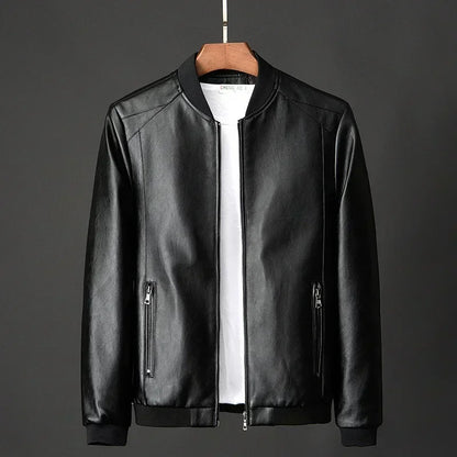 Men's Korean Style Faux Leather Jacket- Various Colors