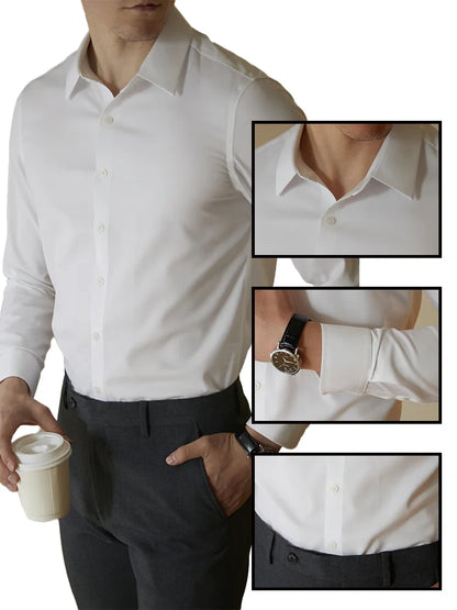 Men's Slim Fit Long Sleeve Formal Cotton Shirt