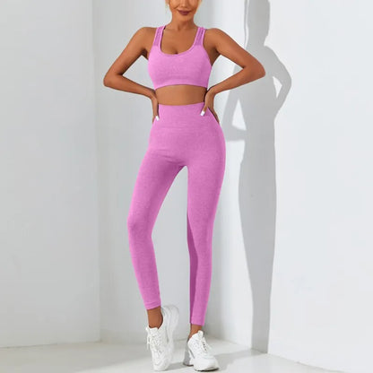 Womens Two-Piece Seamless High-Stretch Workout Outfit Set