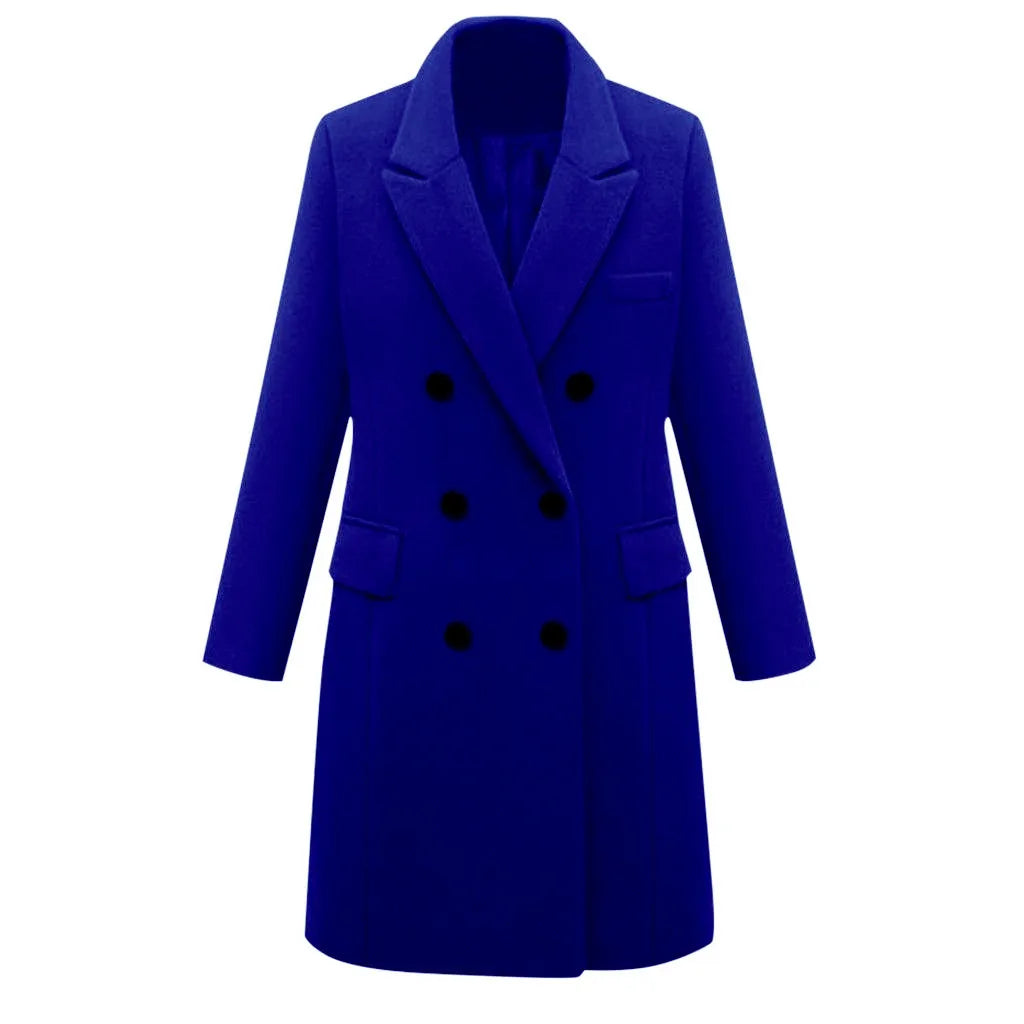 Women's Woollen Long Coat - Various Colors