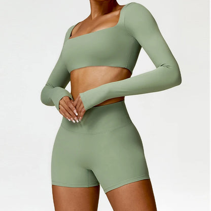 2-Piece Women's Yoga Set: Long Sleeve Bra and Leggings - Various Colors