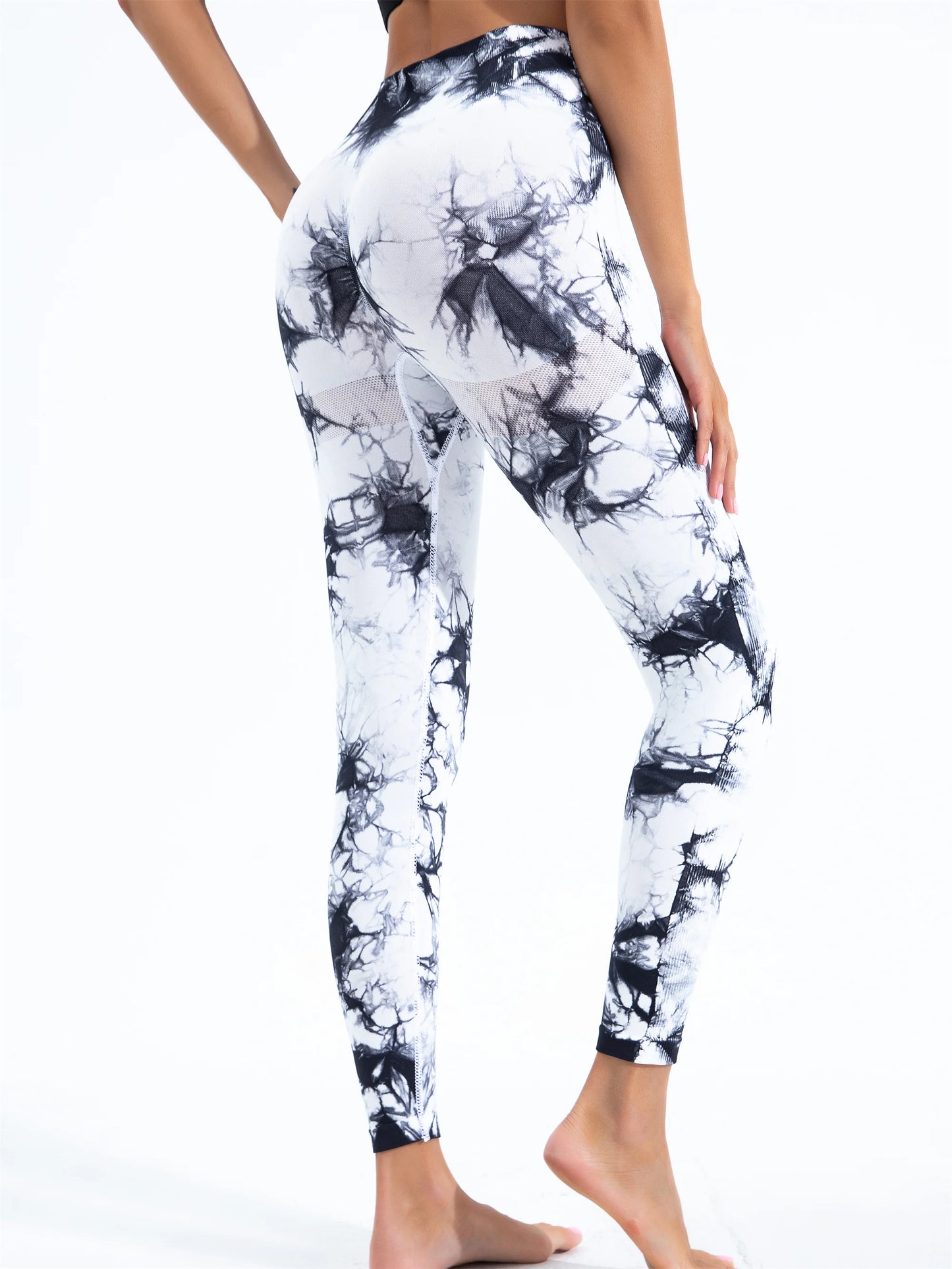 Seamless High-Waisted Tie-Dye Yoga Leggings – High Elasticity