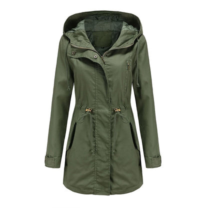 Womens Cotton Hooded Trench Coat - Various Colors