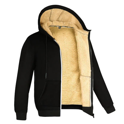 Men's Thick Warm Fleece Zipper Hoodie Casual Long Sleeve Jacket