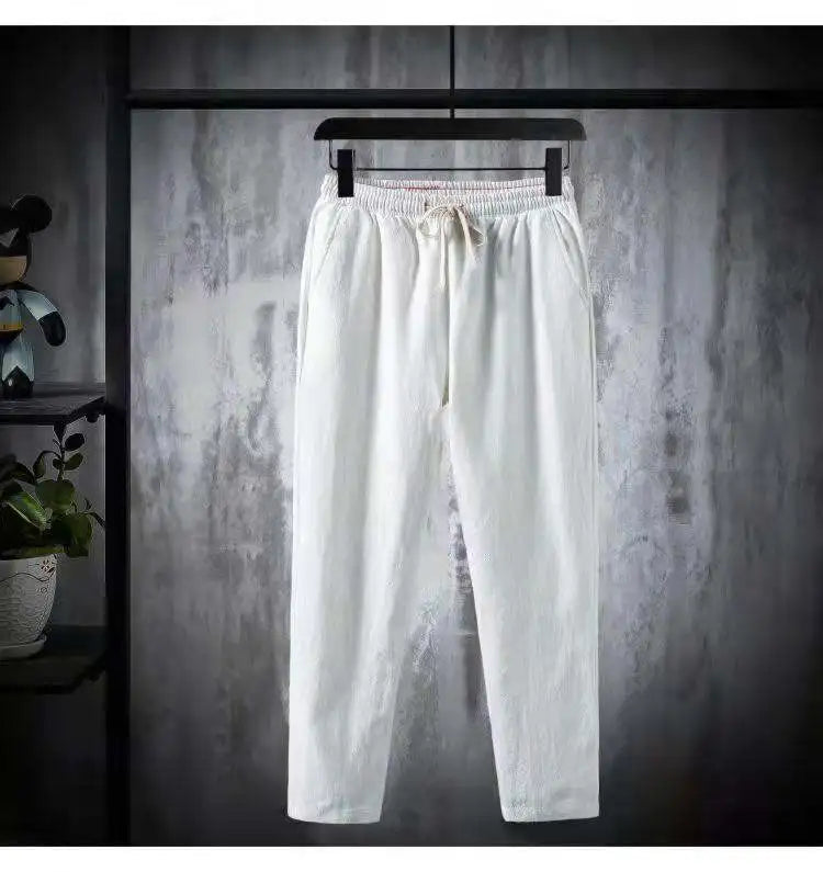 Men's Cotton-Linen Two-Piece T-Shirt and Jogger Pants Set