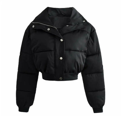 Women's Elegant Short Winter Puffer Jacket - Various Colors