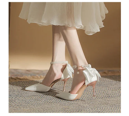 Women’s Thin- Pearl Butterfly Design and Pointed Toe High Heels