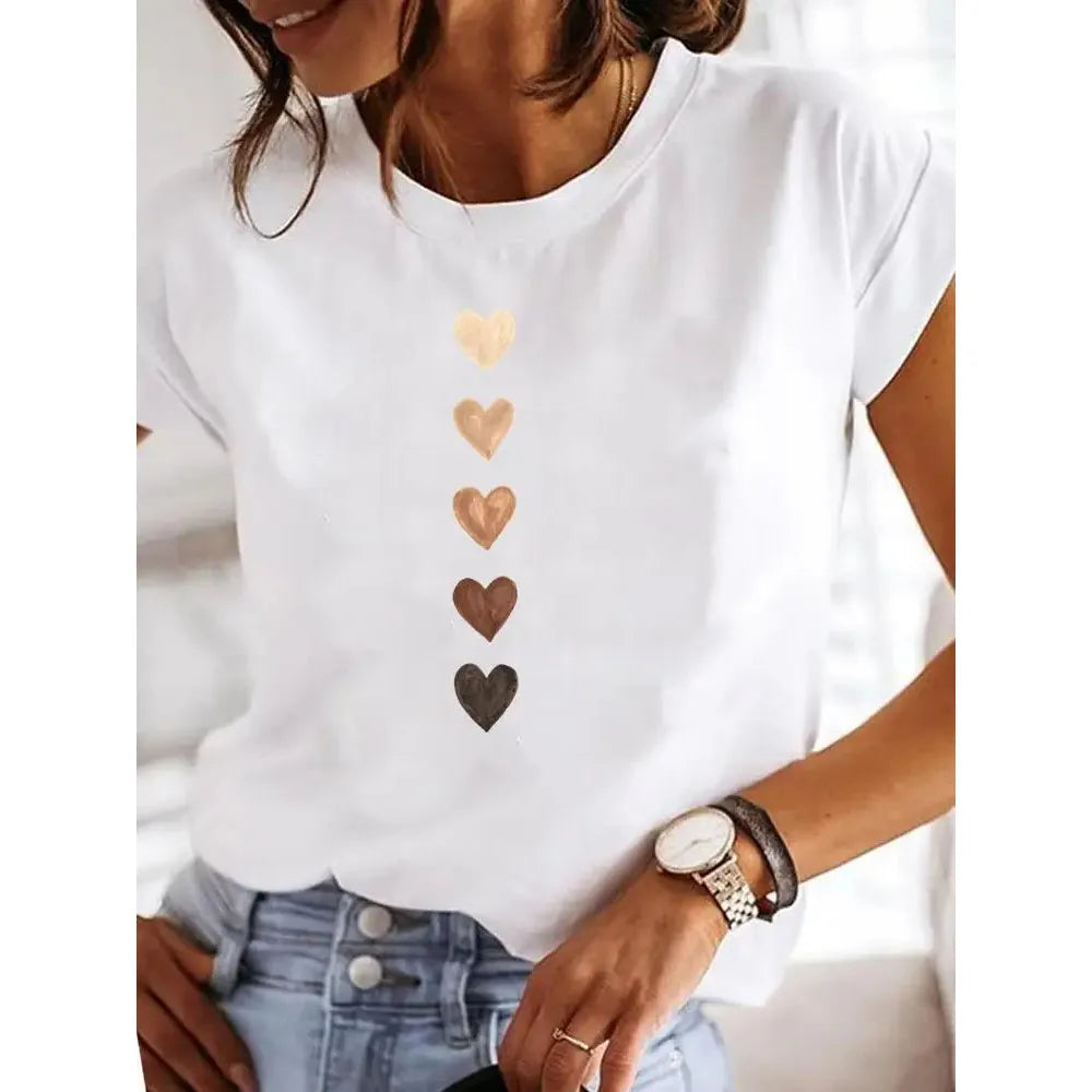 Heart Print Women's Summer T-Shirt - Various Designs