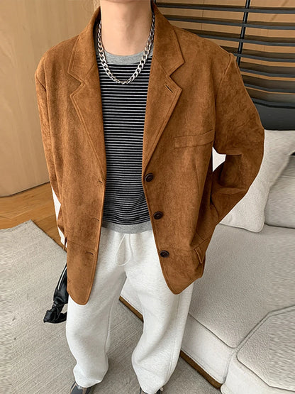 Women's Vintage Suede Jacket - Casual Loose Lapel Style