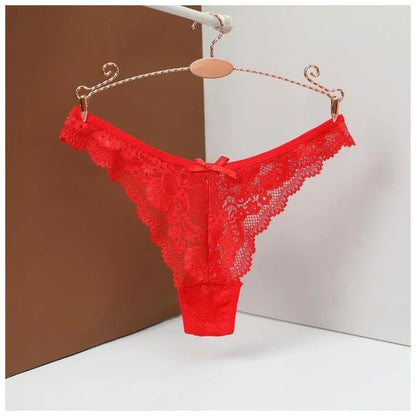 Lace Jacquard G-String Thong Panties for Women -  T-Back Cotton Undergarment