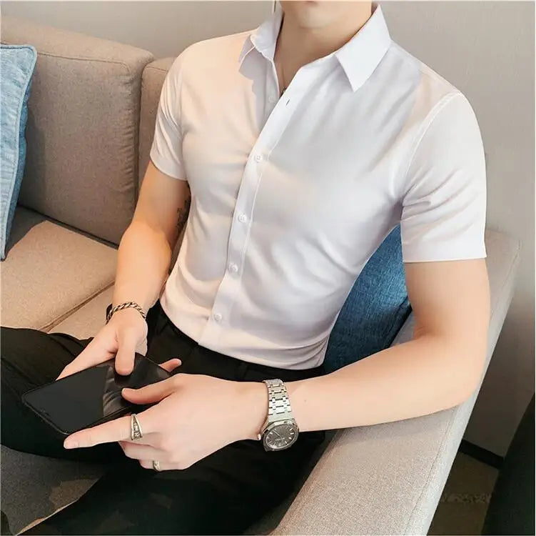 Slim Fit Casual Short Sleeve Shirt for Men - Various Colors