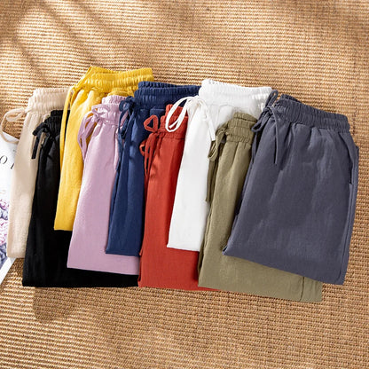 Women’s Cotton Linen Harem Pants – Elastic Waist - Various Colors