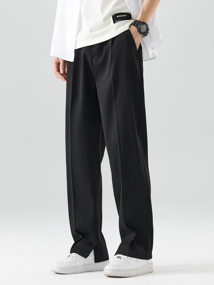 Men's Breathable Polyester Korean Semi-Wide Casual Trousers