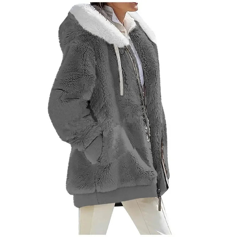 Womens  Fleece Lined Hooded Jacket - Various Colors