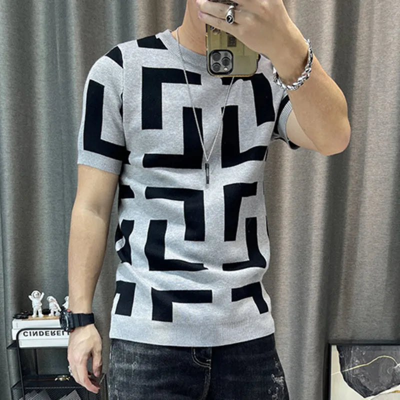 Luxurious Knitted Short Sleeve T-Shirt - Slim Fit - Various Colors