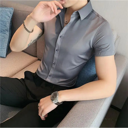 Slim Fit Casual Short Sleeve Shirt for Men - Various Colors