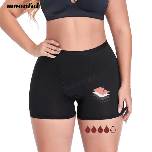 High Waist Absorbent Menstrual Boxer Shorts for Women - Heavy Flow Period Panties