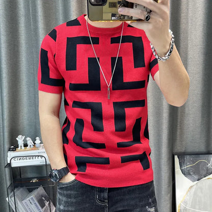 Luxurious Knitted Short Sleeve T-Shirt - Slim Fit - Various Colors