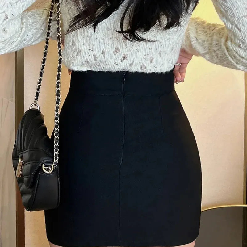 High-Waisted White Mini Skirt for Women with Back Zipper