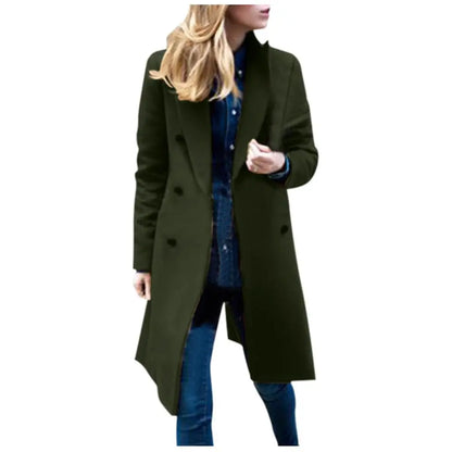 Women's Woollen Long Coat - Various Colors