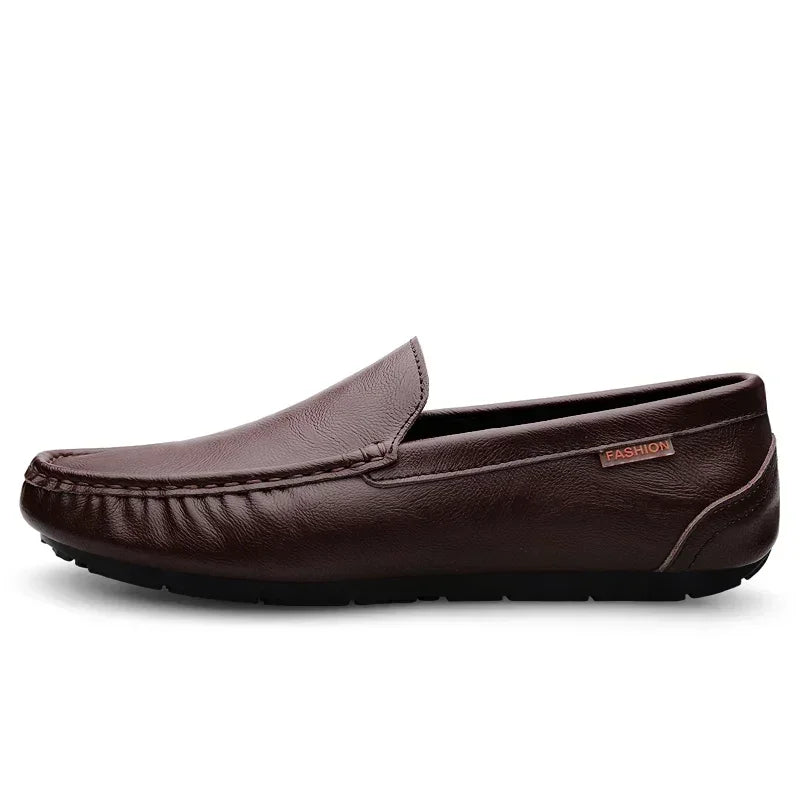 Men's Lightweight Breathable Genuine Leather Slip-On Casual Shoes