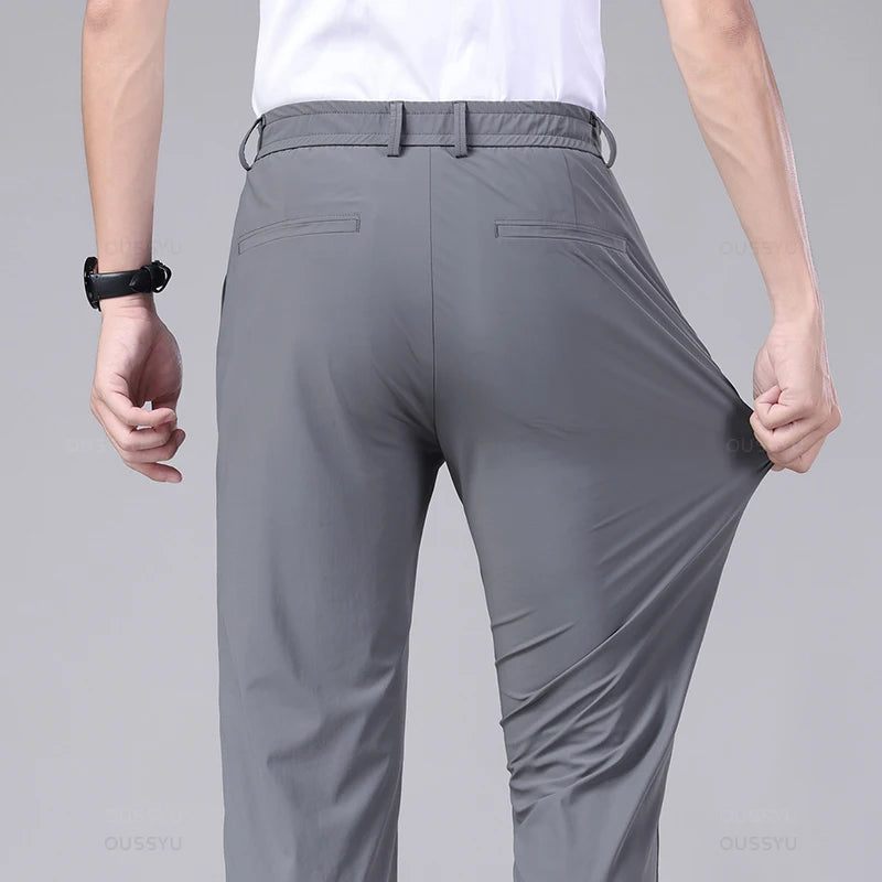 Men's Slim Fit Casual Stretch Pants with Elastic Waist