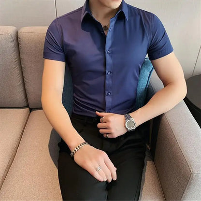 Slim Fit Casual Short Sleeve Shirt for Men - Various Colors