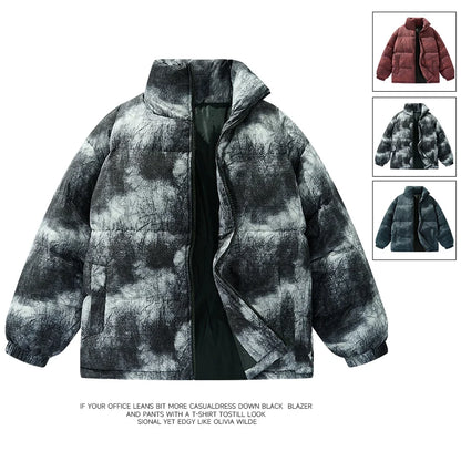 Men's Thick Cotton Puffer Parka with Stand Collar