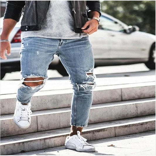 Men's Slim Fit Distressed Denim Stretch Jeans