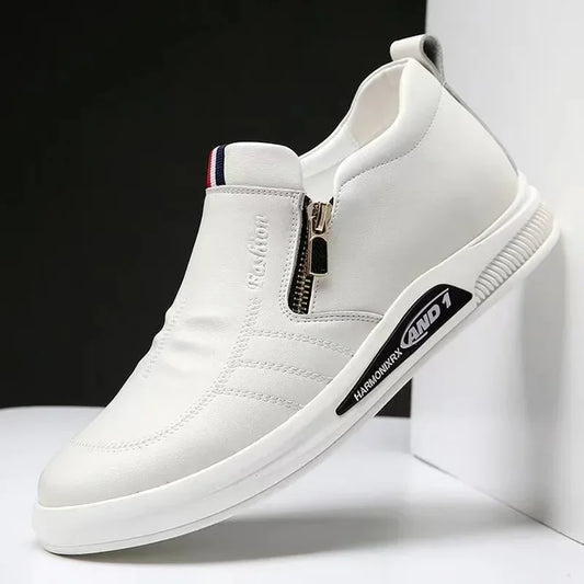 Men's Casual Faux Leather Side Zip Sneakers Trainers
