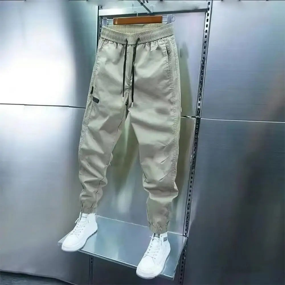 Men's Casual Cotton Cargo Joggers with Drawstring