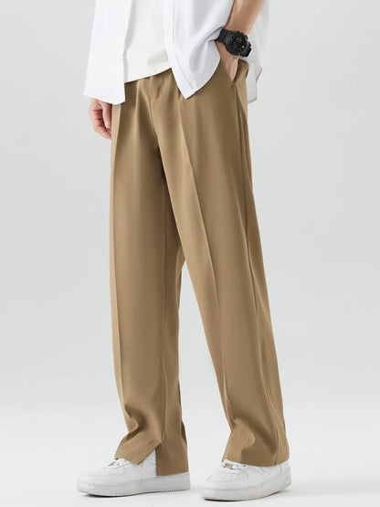 Men's Breathable Polyester Korean Semi-Wide Casual Trousers